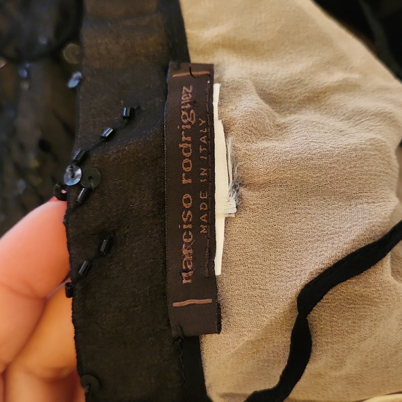 Narciso Rodriguez 100% Silk Beaded Black Slip Dress Midi Length Size 0 - Picture 7 of 7